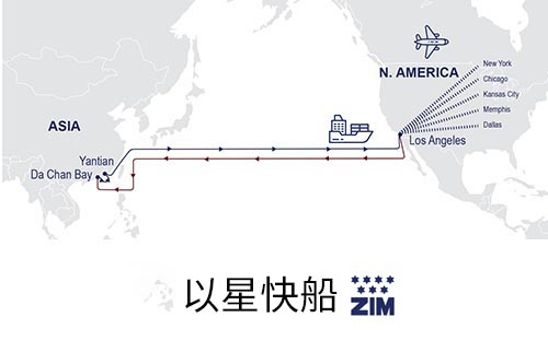 以星快船的每條航線分別到美國哪個(gè)港口